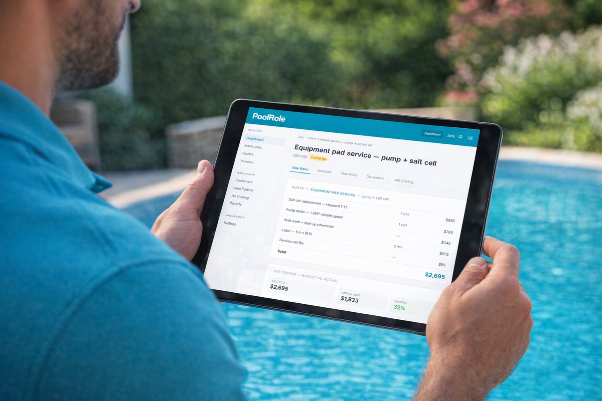 PoolRole — a real pro using the app on the job.